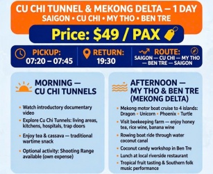 CU CHI MEKONG FULL DAY - 49$/PAX 